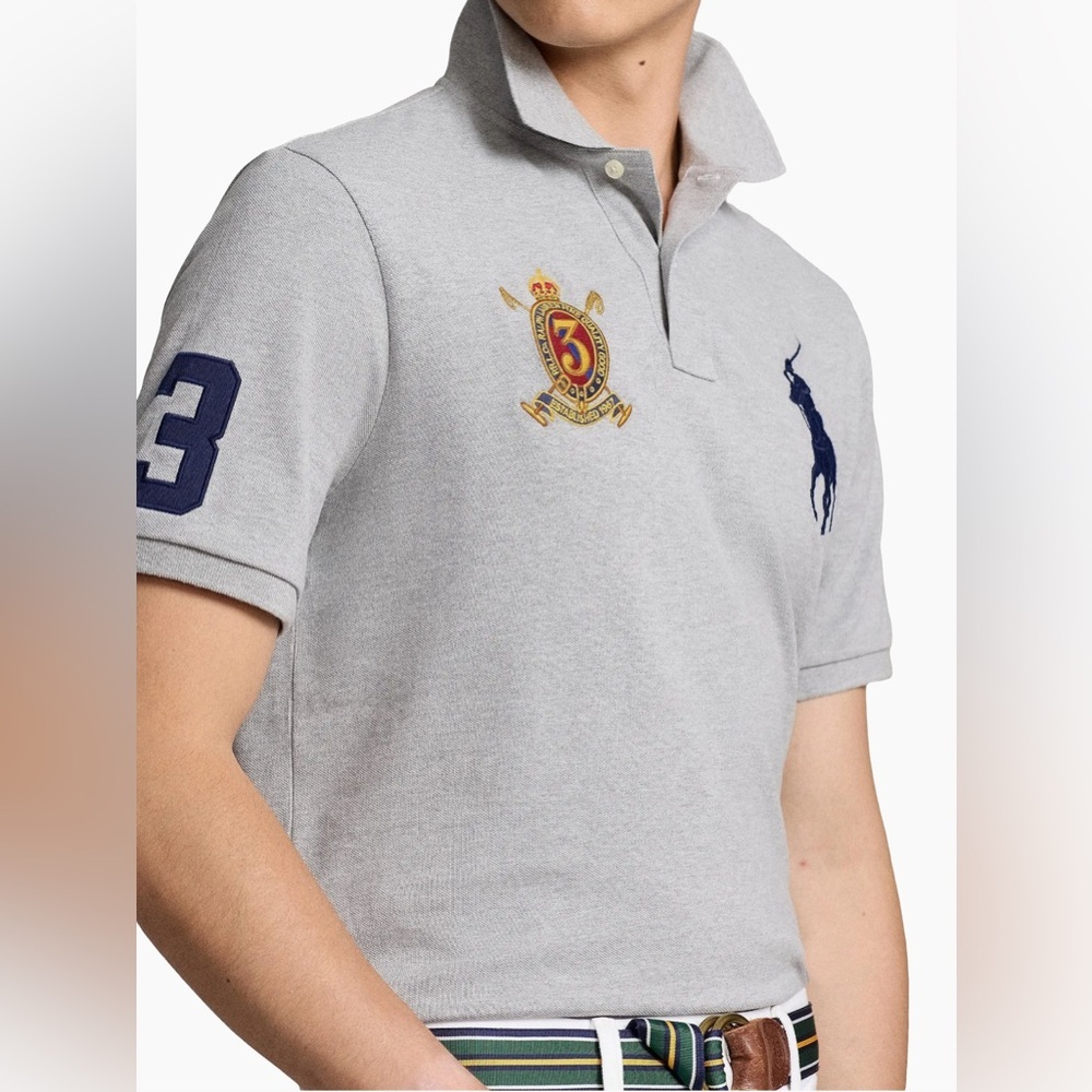 Polo Ralph Lauren Big Pony Crest Mesh Polo Shirt Gray Size 3XL NWT - Picture 2 of 11